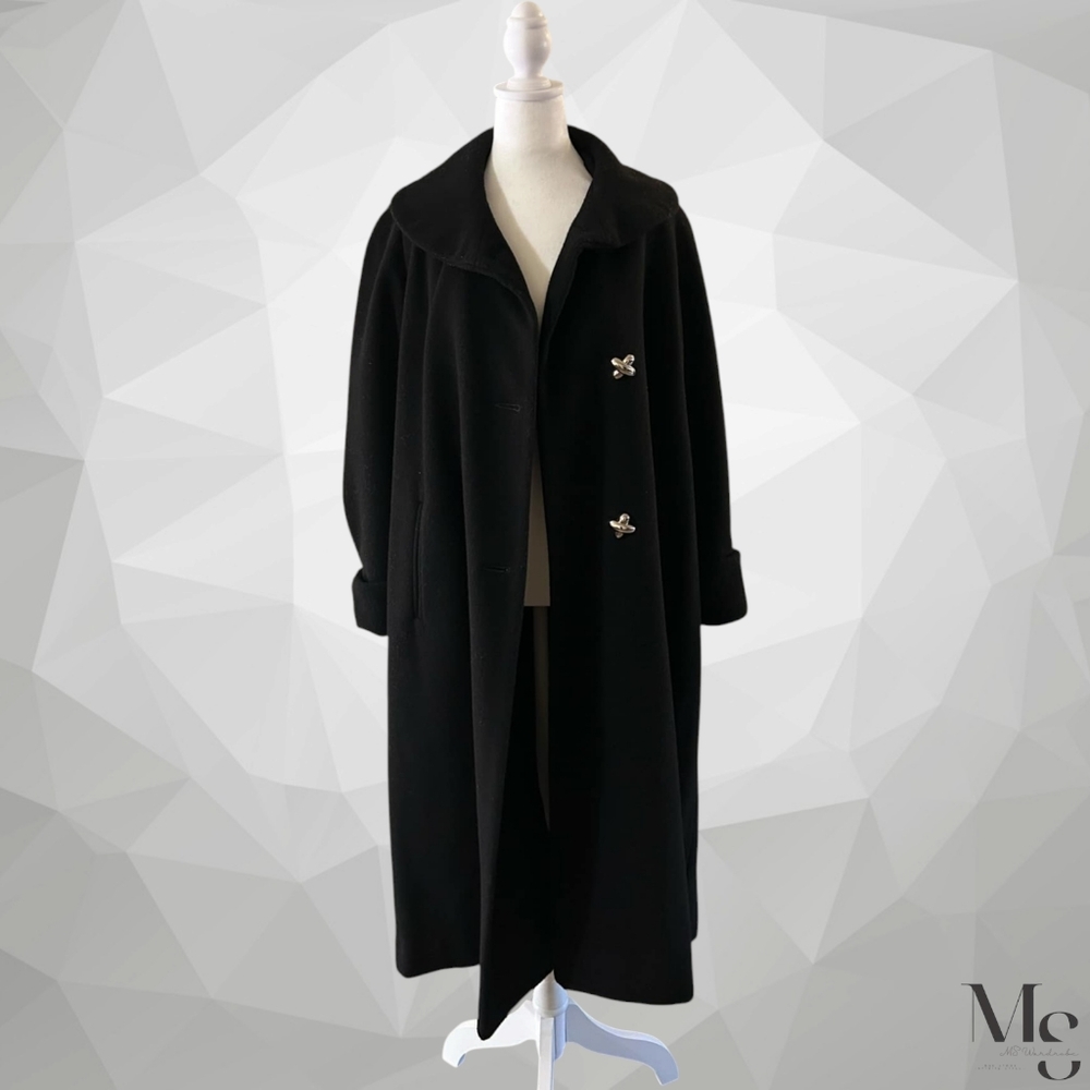 BRADLEY MICHAEL Exclusively For NEIMAN MARCUS Black Wool Coat Size 10 USA EX CD
